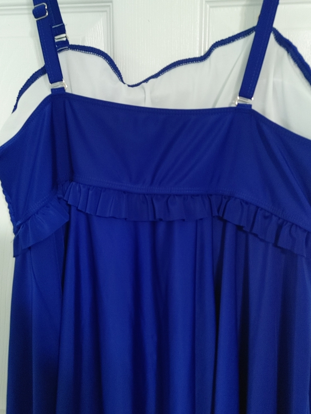 Royal Blue Smocked Tankini Bathing Suit Top Measures Size 22 or Bra size 42DD - Picture 4 of 5